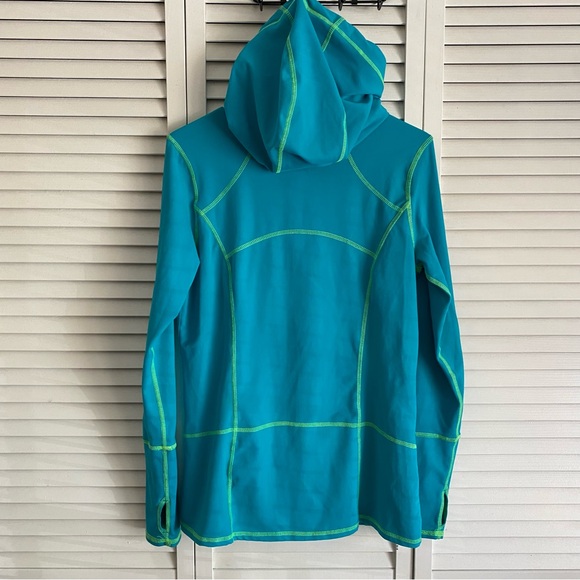 Kirkland Women's Size M Hooded Pullover Top Hiking Active Teal Blue Zip Pockets - Picture 2 of 16